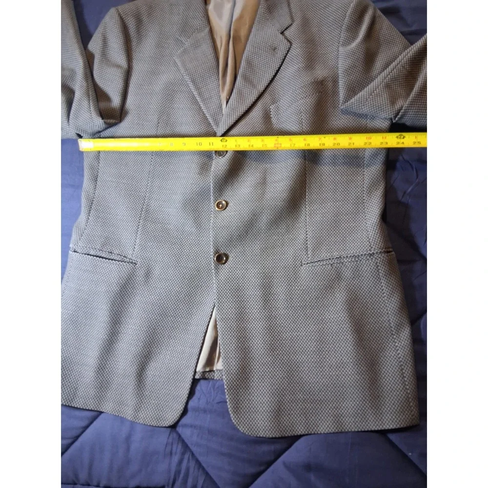 Armani Collezioni Mens Gray Micro Houndstooth‎ 3-Button Blazer Sport Coat Italy